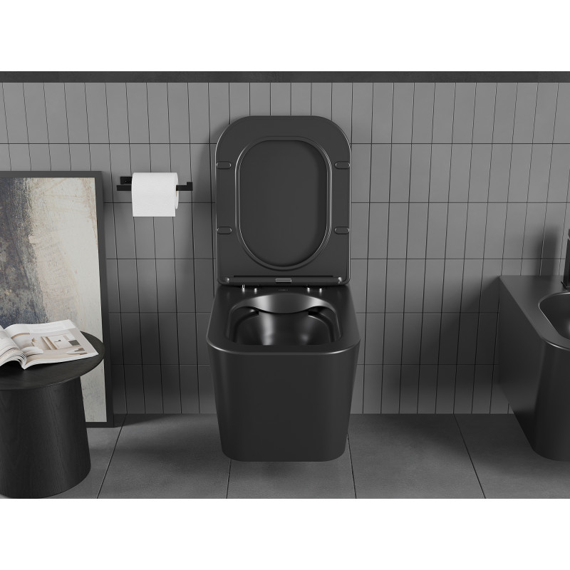 Mexen Teo wc misa Rimless s pomaly uzatvárajúcou sa doskou slim, duroplast, čierna matná - 30850685