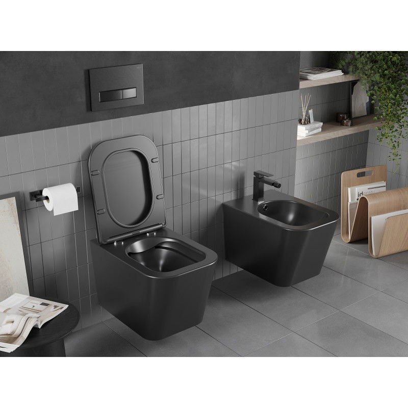 Mexen Teo WC misa Rimless s doskou s pomalým zatváraním slim, duroplast, čierna matná - 30850685