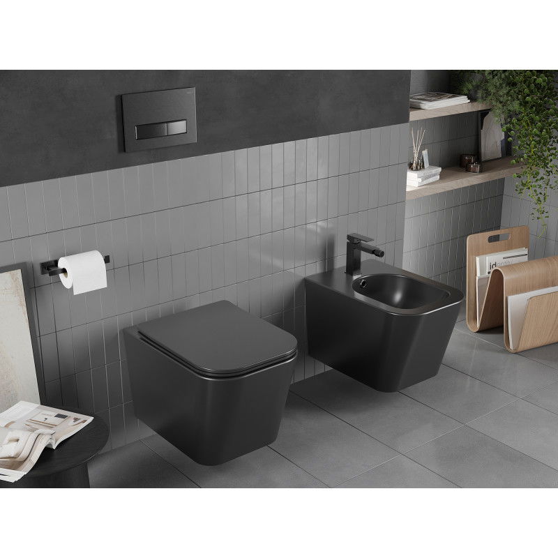 Mexen Teo WC misa Rimless s doskou s pomalým zatváraním slim, duroplast, čierna matná - 30850685