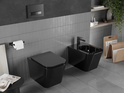 Mexen Teo WC misa Rimless s pomaly padajúcim doskom slim, duroplast, čierny lesk - 30854070