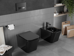Mexen Teo WC misa Rimless so sedadlom s pomalým sklápaním slim, duroplast, čierny lesk - 30854070