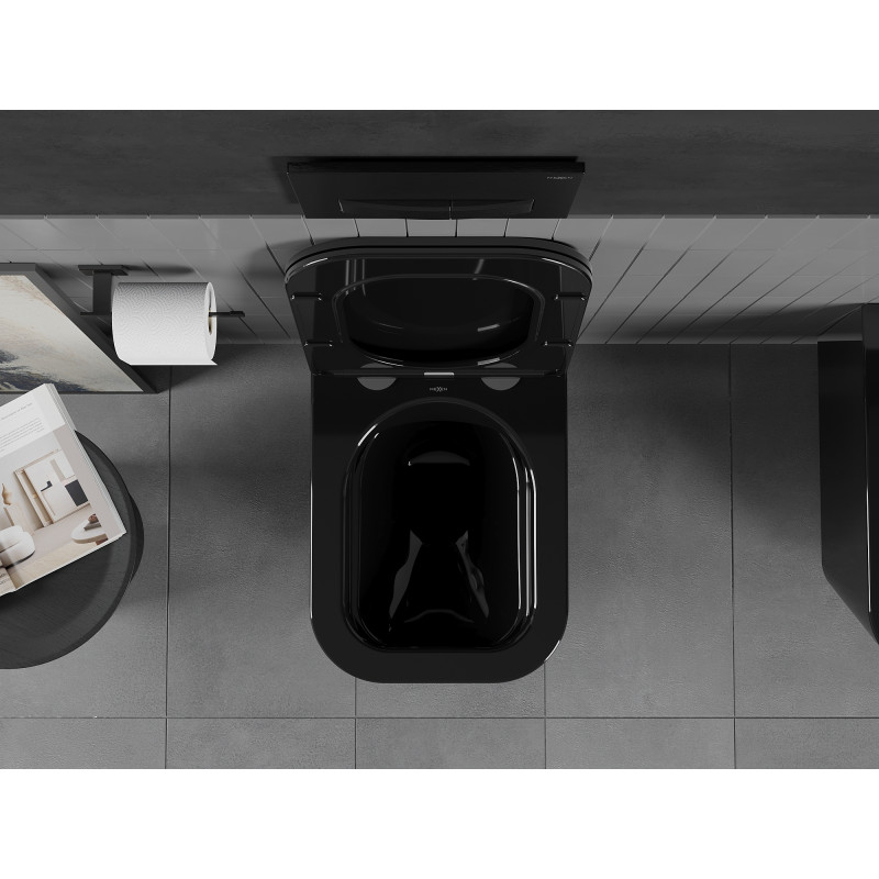 Mexen Teo WC misa Rimless so sedadlom s pomalým sklápaním slim, duroplast, čierny lesk - 30854070