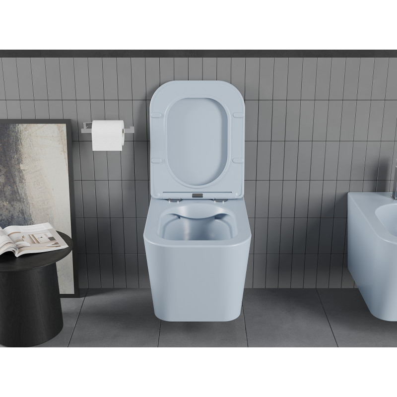 Mexen Teo miska wc Rimless s doskou s pomalým zatváraním slim, duroplast, sivá-modrá matná - 30854069