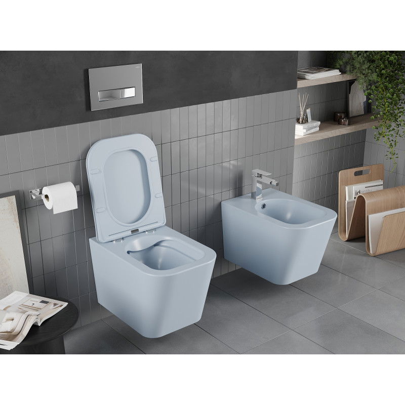 Mexen Teo WC misa Rimless s pomaly uzatvárajúcou tenkou doskou, duroplast, šedo-modrá matná - 30854069