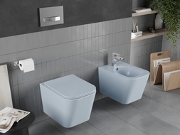 Mexen Teo miska wc Rimless s doskou s pomalým zatváraním slim, duroplast, sivá-modrá matná - 30854069