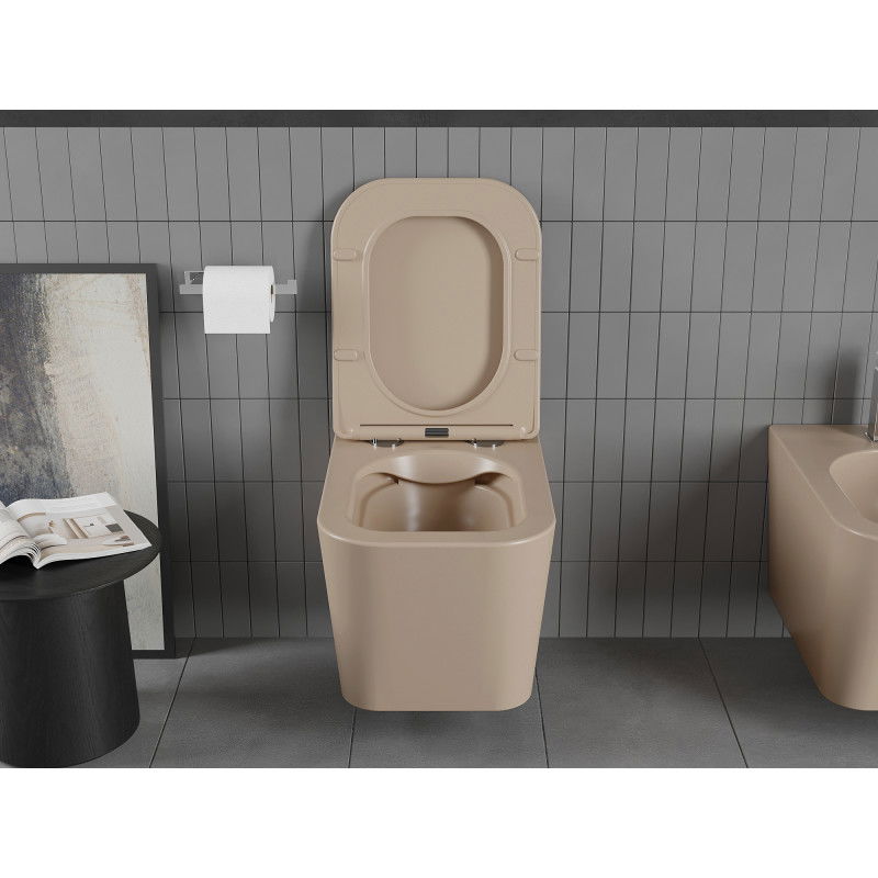 Mexen Teo WC misa Rimless so sedadlom s voľným pádom slim, duroplast, cappuccino mat - 30854064