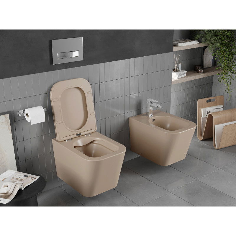 Mexen Teo WC misa Rimless so sedadlom s voľným pádom slim, duroplast, cappuccino mat - 30854064