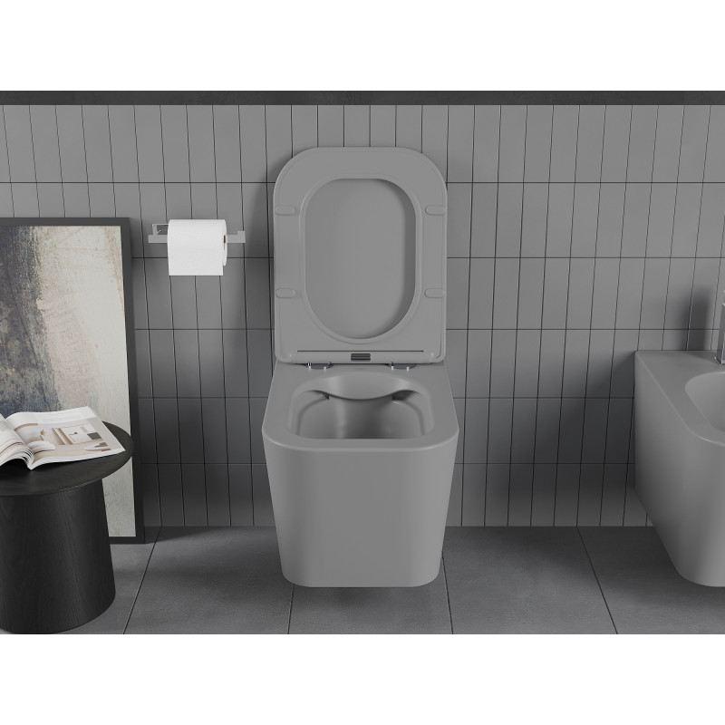 Mexen Teo WC misa Rimless s doskou s pomalým uzatváraním slim, duroplast, svetlosivá matná - 30854061