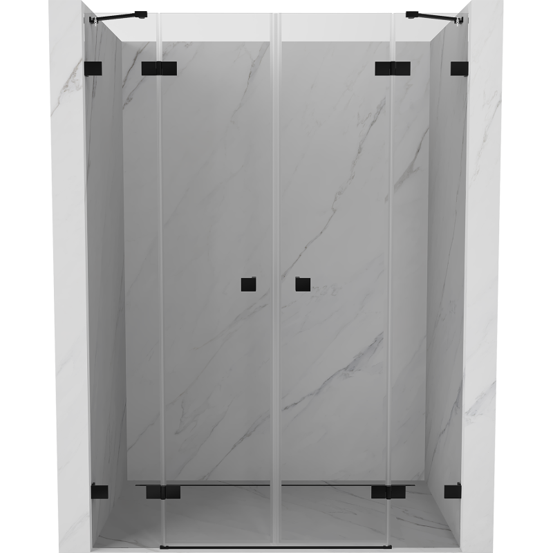 Mexen Lunar Duo sprchové dveře otváracie 160 cm, transparentné, čierne - 834D-160-000-70-00