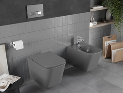 Mexen Teo WC miska Rimless s pomaly klesajúcou doskou slim, duroplast, tmavosivá matná - 30854071