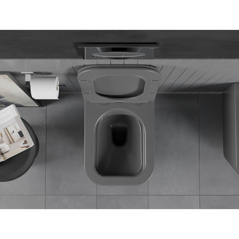 Mexen Teo WC miska Rimless s pomaly klesajúcou doskou slim, duroplast, tmavosivá matná - 30854071