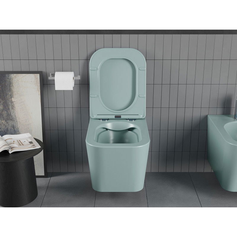 Mexen Teo WC misa Rimless s pomaly uzatváracou doskou slim, duroplast, svetlá zelená mat - 30854048