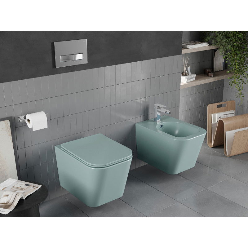 Mexen Teo WC misa Rimless s pomaly uzatváracou doskou slim, duroplast, svetlá zelená mat - 30854048