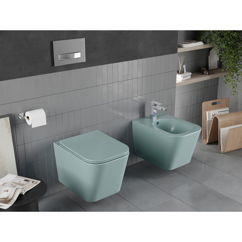 Mexen Teo WC misa Rimless s pomaly uzatváracou doskou slim, duroplast, svetlo zelená matná - 30854048