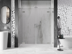 Mexen Lunar Dvojité sprchové dvere otváravé 170 cm, transparentné, brúsený nikel - 834D-170-000-97-00