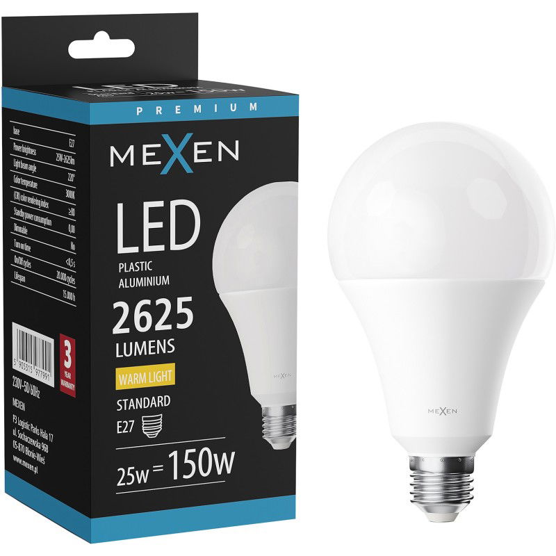Mexen Nova LED žiarovka E27, A95, 25W, Teplá - 3000K, 2625 lm - L100-E27-2530-01