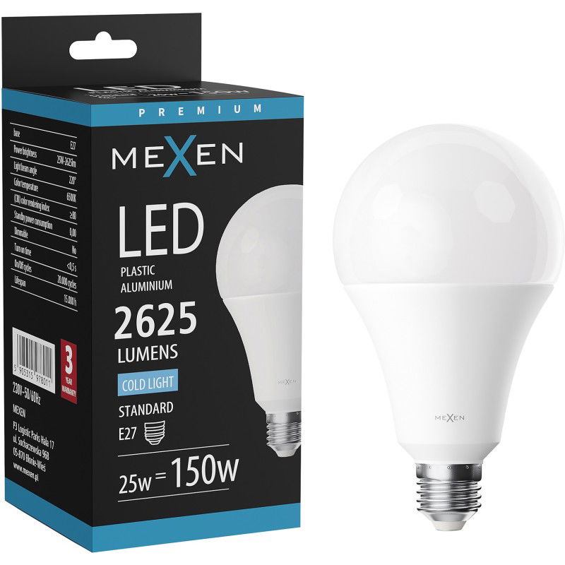 Mexen Nova Žiarovka LED E27, A95, 25W, Studená - 6500K, 2625 lm - L100-E27-2565-01
