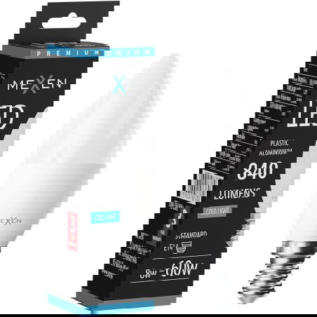 Mexen Nova LED žiarovka E14, C37, 8W, Studená - 6500K, 840 lm - L102-E14-0865-01