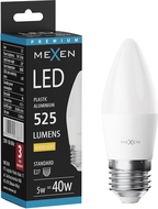 Mexen Nova LED žiarovka E27, C37, 5W, Teplá - 3000K, 525 lm - L102-E27-0530-01