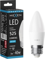 Mexen Nova LED žiarovka E27, C37, 5W, Studená - 6500K, 525 lm - L102-E27-0565-01