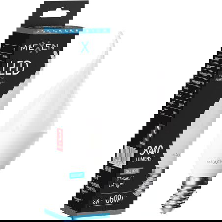 Mexen Nova LED žiarovka plameň E14, C37, 8W, Studená - 6500K, 840 lm - L106-E14-0865-01