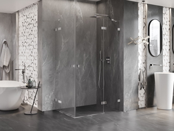 Mexen Lunar Duo sprchový kút výklopný pravý 105 x 100 cm, transparentný, chróm - 834-105P-100L-01-00