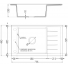 Mexen Elias granitový jednokomorový drez s odkvapkávačom 795 x 480 mm, Biela, Sifón Zlatá - 6511791005-20-G