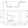 Mexen Elias granitový jednokomorový drez s odkvapkávačom 795 x 480 mm, Čierna škvrnitá, Sifón Zlatá - 6511791005-76-G