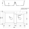 Mexen Tomas drez z granitu 2-komorový 800 x 500 mm, čierny, sifón chróm - 6516802000-77