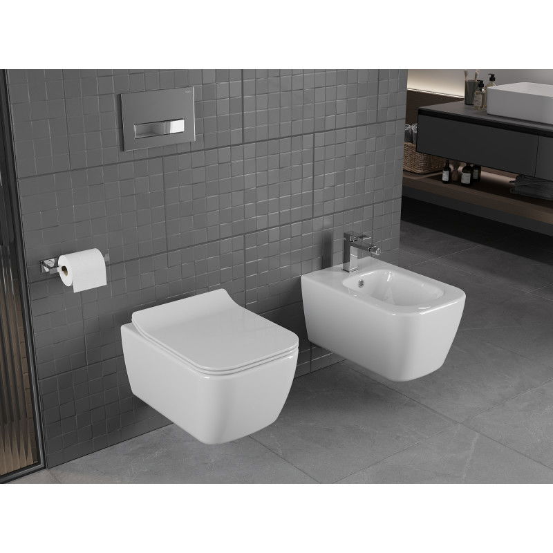 Mexen Stella WC misa Rimless so sedadlom s pomalým sklápaním slim, duroplast, biely lesk - 30680800