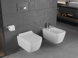 Mexen Stella WC misa Rimless so sedadlom s pomalým sklápaním slim, duroplast, biely lesk - 30680800