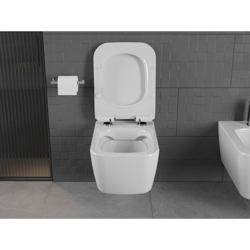 Mexen Stella WC misa Rimless so sedadlom s pomalým sklápaním slim, duroplast, biely lesk - 30680800