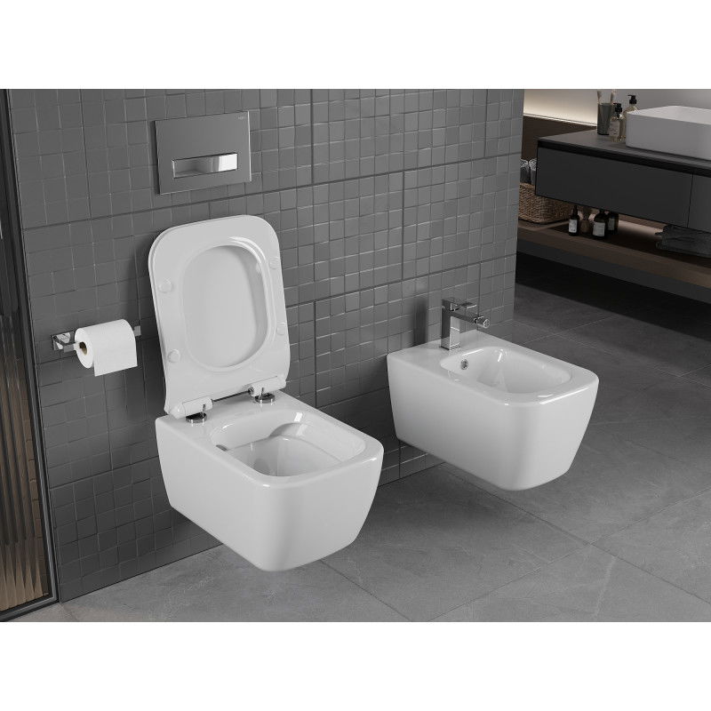 Mexen Stella WC misa Rimless so sedadlom s pomalým sklápaním slim, duroplast, biely lesk - 30680800