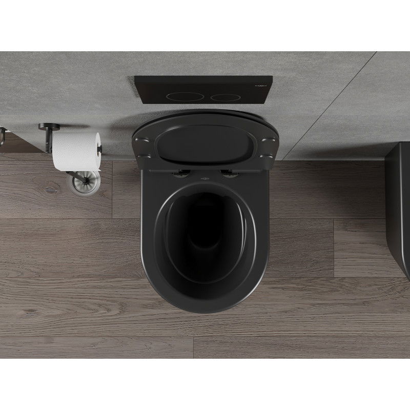 Mexen Rico WC misa Rimless s pomaly zatvárajúcim slim sedadlom, duroplast, čierna matná - 30720185