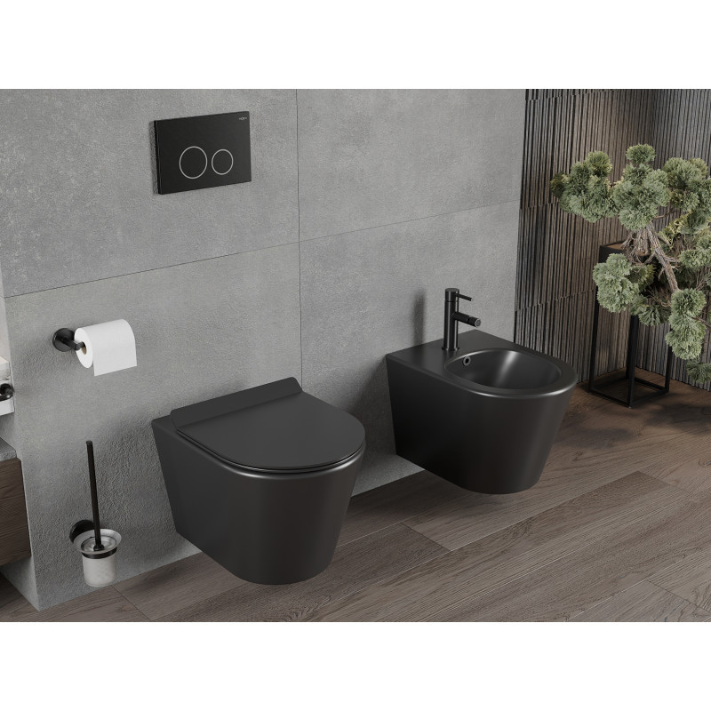 Mexen Rico WC misa Rimless s doskou so systémom tichého zatvárania slim, duroplast, čierna matná - 30720185