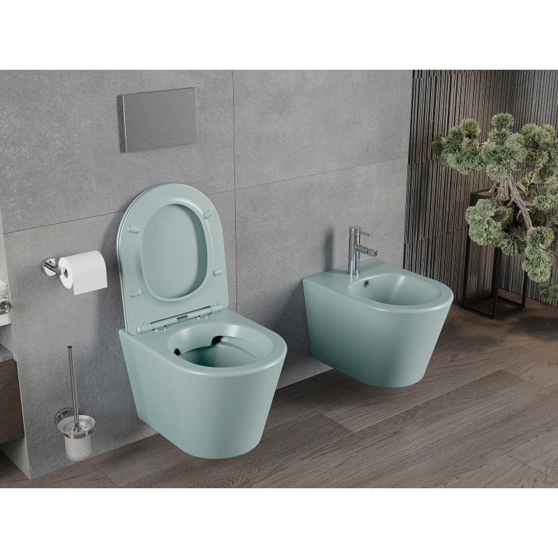 Mexen Rico WC misa Rimless s doskou Slim s pomalým zatváraním, duroplast, svetlozelená matná - 30724048