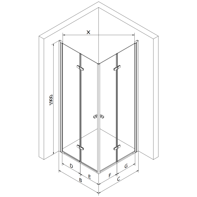 Mexen Lima Duo skladacia sprchová kabína 80 x 80 cm, transparentná, čierna - 856-080-080-70-00-02