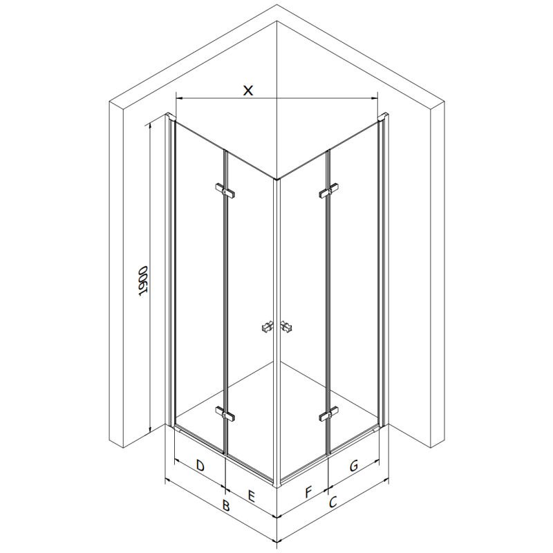 Mexen Lima Duo skladací sprchový kút 100 x 100 cm, transparentný, chróm + vanička Flat - 856-100-100-01-02-4010