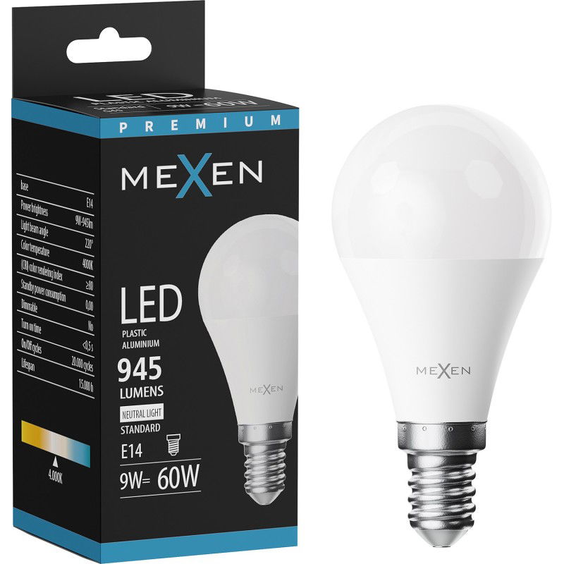 Mexen Nova LED žiarovka E14, G45, 9W, Neutrálna - 4000K, 945 lm - L101-E14-0940-01