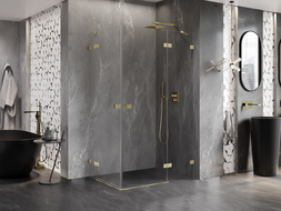 Mexen Lunar Duo sprchová kabína otváracia pravá 115 x 95 cm, priehľadná, zlatá kartáčovaná - 834-115P-095L-55-00