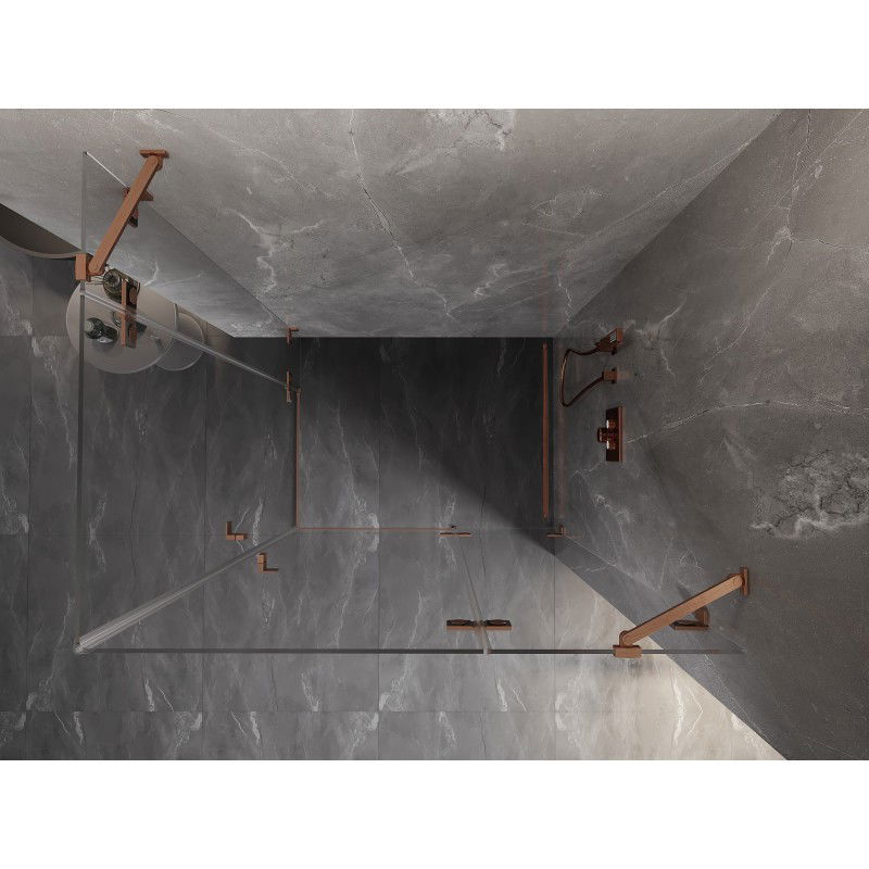 Mexen Lunar Duo sprchovací kút s pravými dverami 95 x 75 cm, priehľadný, brúsená meď - 834-095P-075L-65-00