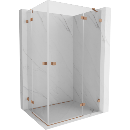 Mexen Lunar Duo sprchová kabína otočná vpravo 115 x 70 cm, transparentná, brúsená meď - 834-115P-070L-65-00
