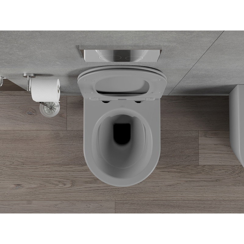 Mexen Rico miska WC Rimless s doskou so spomaleným sklápaním slim, duroplast, svetlosivá matná - 30724061