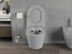 Mexen Rico miska WC Rimless s doskou so spomaleným sklápaním slim, duroplast, svetlosivá matná - 30724061