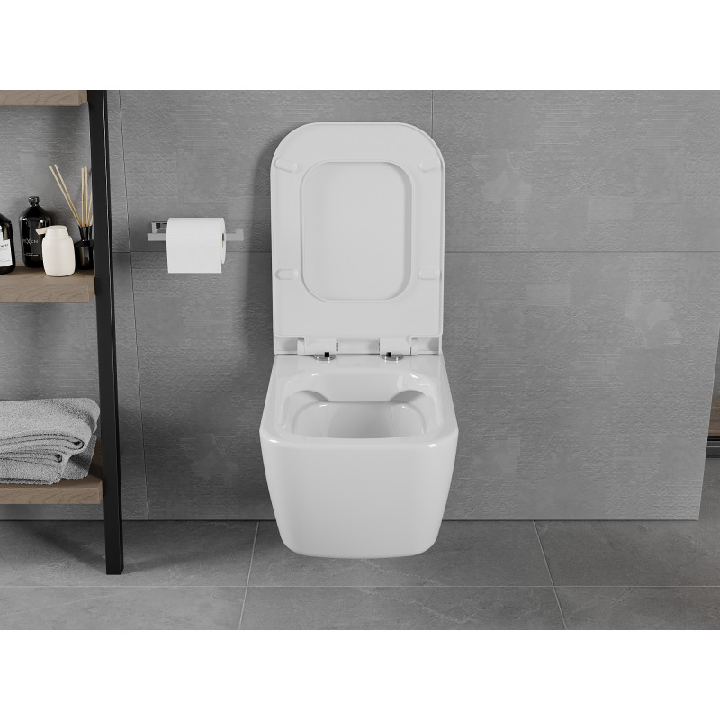 Mexen Elis miska wc Rimless so záchodovou doskou Slim pomaly sklápajúcou, duroplast, biely lesk - 30910700
