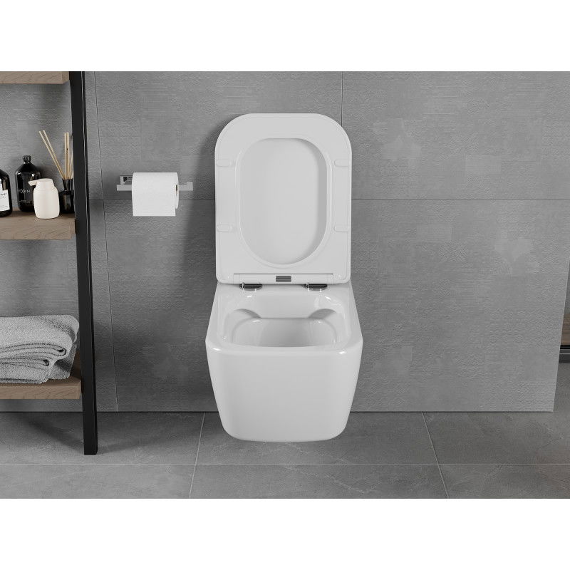 Mexen Elis WC misa Rimless so sedadlom so spomaleným zatváraním slim, duroplast, biely lesk - 30910600