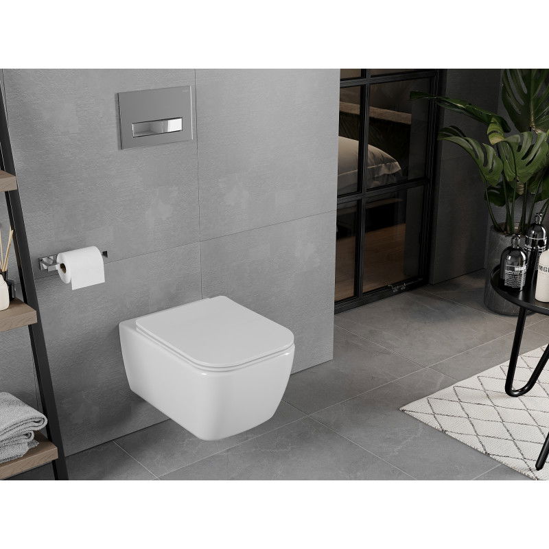 Mexen Elis WC misa Rimless so sedadlom so spomaleným zatváraním slim, duroplast, biely lesk - 30910600