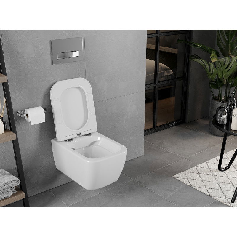 Mexen Elis WC misa Rimless so sedadlom so spomaleným zatváraním slim, duroplast, biely lesk - 30910600