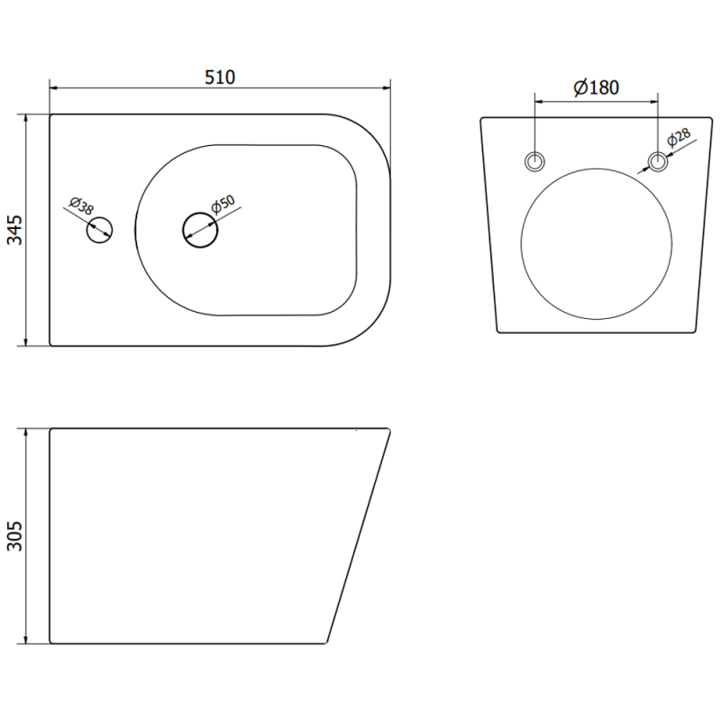 Mexen Teo závesný bidet, biely - 35855100