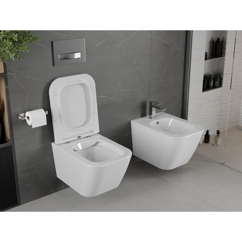 Mexen Madox miska WC Rimless so spomaleným zatváraním sedadlom slim, duroplast, biely lesk - 30154000